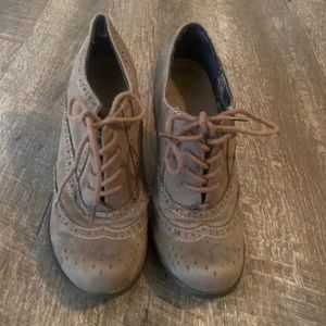 Gray lace up booties